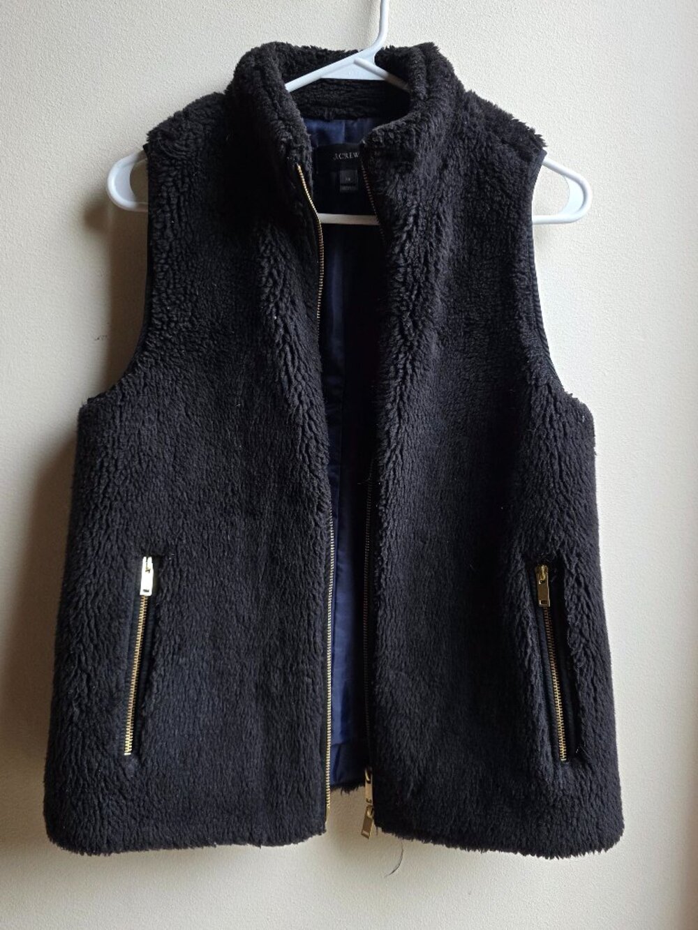 J. Crew Black Synthetic Fur Vest Size XS